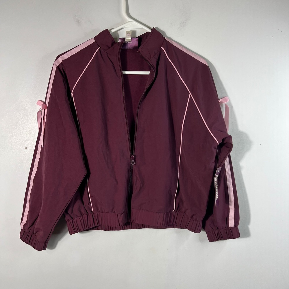 Girls Weekend Academy Dark Cherry Track Jacket Bow NWT L 10-12